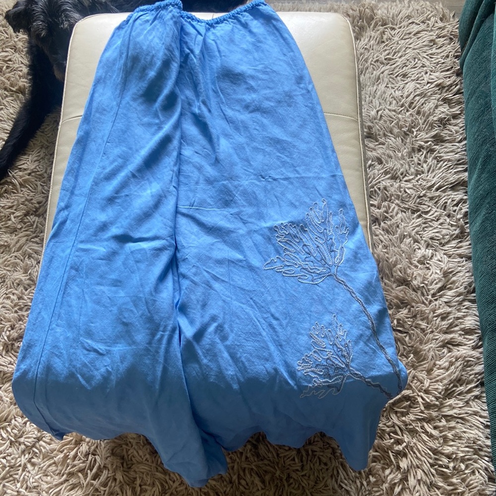 Vintage linen embroidered maxi skirt